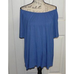 Chelsea‎ & Theodore Women's Off-The-Shoulder Short Sleeve Top in Marine Blue 0X
